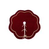 Green Velvet Tree Skirt with Gold Trim, Red Mat 90cm