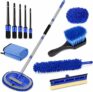 Greenfields Car Wash Brush Kit, Multi-Piece Vehicle Cleaning Set with Extendable Mop, 2-in-1 Sponge Squeegee, Microfiber Towel, Duster, Soft Brush & 5 Detailing Brushes for Cars, Vans, Wheels & Glass
