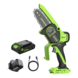 Greenworks 24V Mini Brushless Cordless Chainsaw, 4in, Auto-Oil, 2Ah Battery
