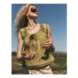 Greta Floral Embroidered Top Green