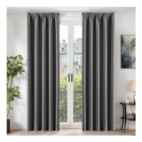Grey Blackout Curtains, Living Room/Bedroom, 66×90, Pencil Pleat, 2 Pcs
