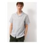 Grey Check Linen Blend Revere Shirt