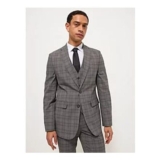 Grey Check Slim Fit Single Breasted Suit Jacket