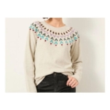 Grey Embroidered Fairisle Crew Sweatshirt