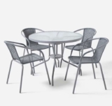 Grey Rattan 4 Seater Dining Set