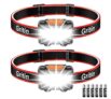 Gritin LED Head Torch,2 Pack Super Bright Headlamp Headlight with 3 Modes Waterproof, Battery Powered LED 6 AAA Batteries Included