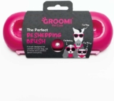 Groomi Deshedding & Grooming Brush for Dogs, Cats, Horses & Rabbits – Gentle & Effective Pet Grooming Tool, Wide Shallow Comb, Pink