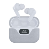 Groov-e Flex Buds True Wireless Earbuds, Active Noise Cancelling, Fabric Charging Case, 22hrs (Case) White
