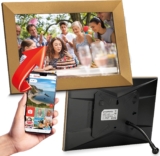 Grouptronics Gallery10 Easy To Use Wi-Fi Digital Photo Frame 10 Inch, Send Photo or Video Via Free Phone App – Touch Screen, Auto Sleep & Rotate, Bendy Stand, Landscape or Portrait, 16GB – Gold