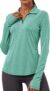 Gyabnw Women s Gym Tops Workout Long Sleeve Jacket Running Yoga Sport Tshirt Half Zip Collar Activewear Thumb Holes Pocket