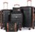 H.yeed Luggage Sets of 5 Piece, Lightweight Trolley Travel Suitcase Set ABS Hard Shell with 4 Spinner Wheels TSA Lock for Man Women, 21 24 28 Duffels Bag & Toiletry Bag (Black, 5 Piece Set)