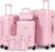 H.yeed Luggage Sets of 5 Piece, Lightweight Trolley Travel Suitcase Set ABS Hard Shell with 4 Spinner Wheels TSA Lock for Man Women, 21 24 28 Duffels Bag & Toiletry Bag (Pink, 5 Piece Set)