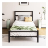HAHRIR 16cm Low Profile 3ft Bed Frame with Black Headboard