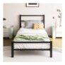 HAHRIR 16cm Low Profile 3ft Bed Frame with Black Headboard