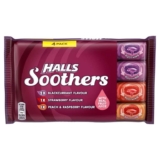 HALLS Soothers Assorted, Blackcurrant, Peach & Strawberry (Pack of 4) – S&S £1.91
