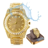 HALUKAKAH Moissanite Diamond Gold Mens Watch, 18k Gold Plated