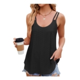 HANERDUN Womens Black Summer Hollow-out Tank Top with Double Straps