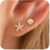HANLI Gold Earrings for Women Trendy S925 Sterling Silver Starfish Stud Earring Dainty Lightweight Minimalist Simple Seashell Summer Beach Themed Hypoallergenic Jewelry