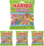 HARIBO Zingfest Sharebag Fizzy Fruit and Cola Flavour Gums 150g (Pack of 4)
