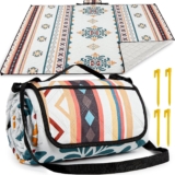 HAUSPROFI Waterproof Picnic Blanket 200 x 200 cm, Large Picnic Mat with Carrying Handle Foldable Ideal for Camping, Beach, Garden & Outdoor, Machine Washable