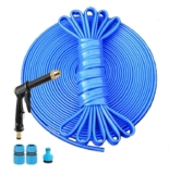 HGLCM Reinforced Garden Hose Pipe with Spray Nozzle Fittings Wear Resistant Leak Proof Kink Free Easy Storage – Blue 30M