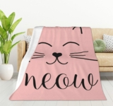 HGOD DESIGNS Cute Cat Blanket for Women, Lightweight Soft Fleece Flannel Throw Blanket Cat Smile Meow Sofa Couch Living Room 100x130cm