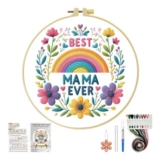 HKLIOPU Beginner Embroidery Kit with Fabric, Threads, Hoop