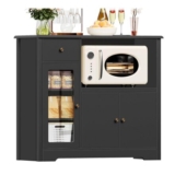 HOCSOK Kitchen Sideboard Storage Cupboard with Microwave Counter