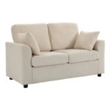 HOMCOM 2 Seater Sofa with Spring Cushion, Wide Deep Seat, 144cm, Beige