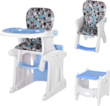 HOMCOM 2 in 1 Convertible Baby High Chair Toddler Table Chair Blue