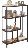 HOMCOM 4-Tier Bookshelf Industrial Bookcase with Metal Frame Rustic Brown