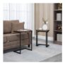 HOMCOM C-Shaped Nesting Tables Set of 3 with Steel Frame, Rustic Brown