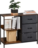 HOMCOM Chest of Drawers with 3 Fabric Drawers, 2 Display Shelves, Black