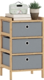 HOMCOM Chest of Drawers with Bamboo Frame, 3 Fabric Drawers, Light Grey Dresser, Narrow Storage Unit, for Small Spaces, Bedroom, Living Room, Hallway