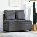 HOMCOM Convertible Single Sofa Bed, 3-in-1 Multi-Functional Sleeper Chair Bed with Magazine Pocket, Grey
