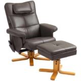 HOMCOM Faux Leather Massage Recliner Chair with Storage Ottoman 6 Massage Points, USB & USB-C, Brown w/code