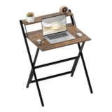 HOMCOM Folding Desk with Monitor Shelf, 70 Cm, Rustic Brown