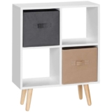 HOMCOM Freestanding 4 Cube Storage Cabinet Unit w/ 2 Fabric Drawers Handles