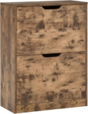 HOMCOM Industrial Shoe Cabinet with 2 Flip Drawers Rustic Brown
