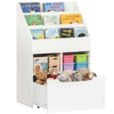 HOMCOM Kids Bookshelf with Moveable Drawer, Montessori-Inspired White
