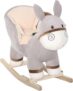 HOMCOM Kids Rocking Horse, Children Plush Ride On Donkey Animal Rocker w/Sound, Wood Base Seat, Safety Belt, Baby Toy Rocker for Toddler 18-36 Months, Grey