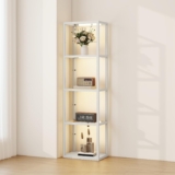 HOMCOM LED Floor Lamp with Glass Shelves 4 Layers Dimmable Grey