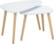 HOMCOM Nesting Coffee Table, Set of 2 Side Tables, Stacking End Tables with Solid Wood Legs, for Living Room Bedroom, White