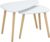 HOMCOM Nesting Coffee Table, Set of 2 Side Tables, Stacking End Tables with Solid Wood Legs, for Living Room Bedroom, White