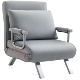 HOMCOM Single Chair Bed Click Clack Convertible Bed Settee Grey, Modern Faux Suede Upholstered Lounge Couch with Pillow