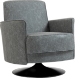 HOMCOM Swivel Accent Chair, Upholstered PU Leather Armchair, Grey