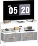 HOMCOM TV Stand Cabinet TV Unit up to 47-inch White 2 Foldable Linen Drawers, Open Shelf, Living Room, Bedroom, Entertainment Room