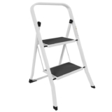 HOME VIDA 2 Step Ladder – Heavy Duty Steel Folding Ladder with Slip-Resistant and Wide Steps, Folding Mechanism, 150kg Max Load