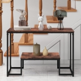 HOMERECOMMEND Console Table with Storage, Rustic Brown and Black 2 Tier Console Table, Narrow Hallway Table,Sofa Table for Living Room, Bedroom
