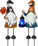 HONGLAND Metal Gnome Statues Set of 2 – Outdoor Year-Round Garden Yard Art Decor